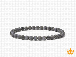 4mm Matte Black Labradorite Elastic Bracelet 7.5" natural [b1d40m]