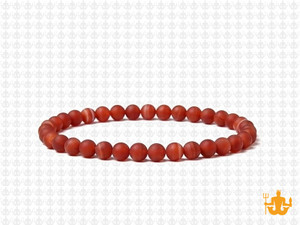 4mm Matte Red Agate Elastic Bracelet 7.5" heated [b1f10m]