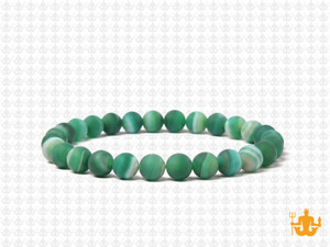 4mm Matte Green Banded Agate Elastic Bracelet 7.5" dyed [b1f23m]