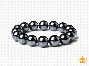 10mm Hematite Elastic Bracelet 7.5" synthetic [b4a21]