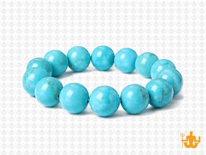 10mm Blue Turquoise Elastic Bracelet 7.5" stabilized [b4d21]