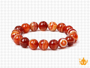 10mm Red Banded Agate Elastic Bracelet 7.5" heated [b4f20]