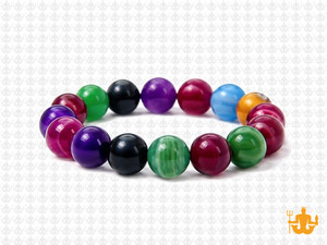 10mm Mix Banded Agate Elastic Bracelet 7.5" dyed [b4f29]