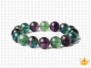 10mm Rainbow Fluorite Elastic Bracelet 7.5" natural [b4r8]