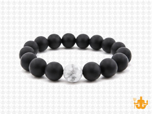 10mm Onyx Obsidian Elastic Bracelet 7.5" [b4b65w]