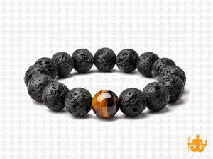 10mm Volnolack Lava Elastic Bracelet 7.5" natural [b4d50c]