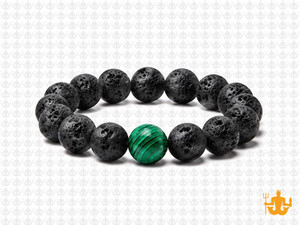10mm Volnolack Lava Elastic Bracelet 7.5" natural [b4d50g]