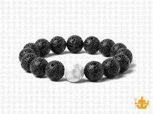10mm Volnolack Lava Elastic Bracelet 7.5" natural [b4d50w]