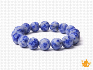 10mm Matte Denim Lapis Elastic Bracelet 7.5" natural [b4b27m]