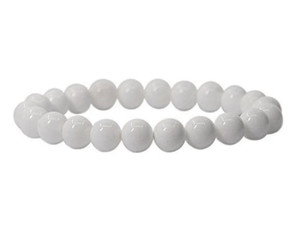 10mm Matte White Jade Elastic Bracelet 7.5" natural [b4b40m]