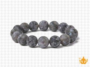 10mm Matte Black Labradorite Elastic Bracelet 7.5" natural [b4d40m]