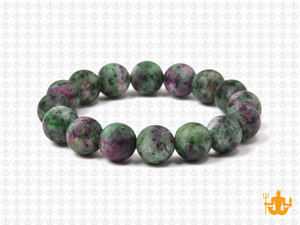 10mm Matte China Ruby Zoisite Elastic Bracelet 7.5" dyed [b4r1m]