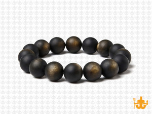 10mm Matte Golden Sheen Obsidian Elastic Bracelet 7.5" natural [b4r70m]