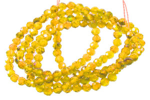 3mm Yellow Crystal Glass Faceted Beads 15.5" 140-150pcs. [u23y]