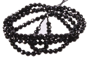 2mm Black Crystal Glass Faceted Beads 15.5" 230-250pcs. [u22k]
