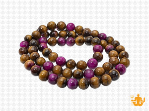 6mm Golden & Pink Tiger Eye Round Beads 15.5" heated [6gyf]