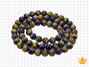 6mm Golden & Purple Tiger Eye Round Beads 15.5" heated [6g3yp]