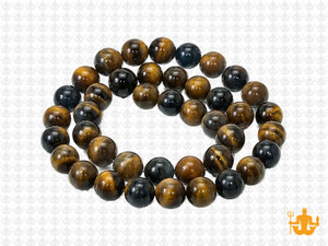 8mm Golden & Black Tiger Eye Round Beads 15.5" heated [8gyk]