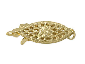 14K 585 solid Gold 6x18mm Filigree Clasp 1 set [x414cb]