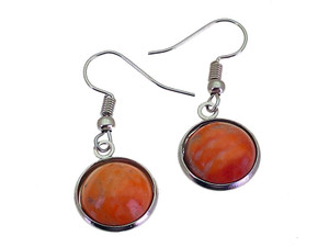 12mm Red Malachite Round Cabochon eARWIRE eARRING [y713at]