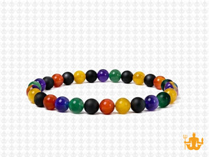 4mm Mix Agate & Jade Elastic Bracelet 7.5" dyed [b1s12]