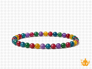 4mm Mix Agate & Jade Elastic Bracelet 7.5" dyed [b1s15]