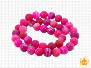 8mm Matte Rose Banded Agate Round Beads 15.5" dyed [8f21m]