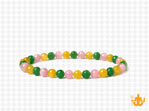 4mm Rose Quartz + Mix Jade Elastic Bracelet 7.5" dyed [b1s5]