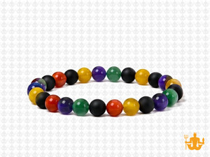 6mm Mix Agate & Jade Elastic Bracelet 7.5" dyed [b2s12]