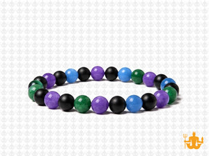 6mm Matte Onyx + Mix Jade Elastic Bracelet 7.5" dyed [b2s29]