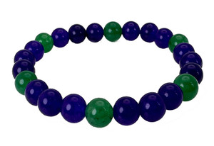 6mm Blue + Green Jade Elastic Bracelet 7.5" dyed [b2s31]