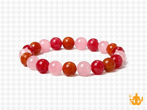 8mm Mix Agate & Rose Quartz & Jade Elastic Bracelet 7.5" dyed [b3s20]