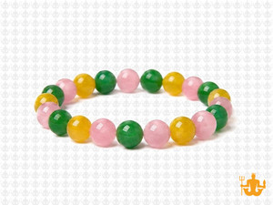 8mm Rose Quartz + Mix Jade Elastic Bracelet 7.5" dyed [b3s5]