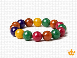 10mm Mix Agate & Jade Elastic Bracelet 7.5" dyed [b4s16]