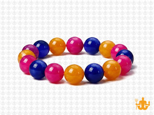 10mm Mix Agate & Jade Elastic Bracelet 7.5" dyed [b4s18]