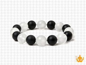 10mm Matte Onyx & Crystal Elastic Bracelet 7.5" dyed [b4s33]