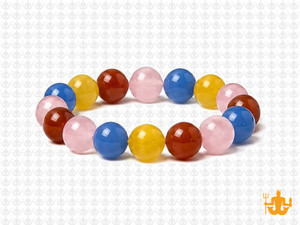 10mm Mix Agate & Jade Elastic Bracelet 7.5" dyed [b4s8]