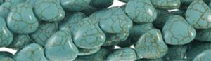 14mm Blue Turquoise Heart Beads t399b 15.5" [v0647]