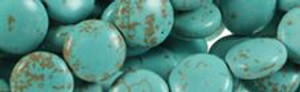 14mm Blue Turquoise Coin Beads t4b14 15.5" [v0758]