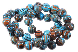 8mm Turquoise Lace Malachite Round Beads 15.5" synthetic [8r49t]