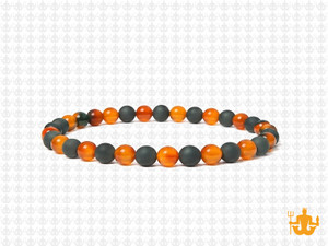 4mm Carnelian & Matte Onyx Bracelet 7.5" [b1x57]