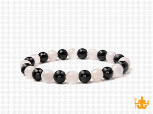 6mm Matte Onyx & White Jade Bracelet 7.5" [b2x81]