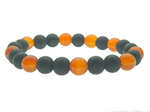 8mm Carnelian & Matte Onyx Bracelet 7.5" [b3x57]