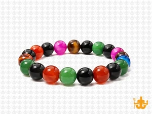 8mm Mix Stripe Agate Bracelet 7.5" [b3x75]