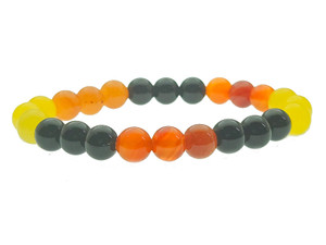 10mm Carnelian, Onyx  & Jade Bracelet 7.5" [b4x54]