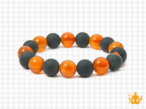 10mm Carnelian & Matte Onyx Bracelet 7.5" [b4x57]