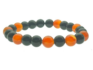 10mm Carnelian & Onyx Bracelet 7.5" [b4x63]