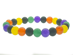 10mm Carnelian, Onyx  & Jade Bracelet 7.5" [b4x72]