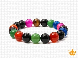 10mm Mix Stripe Agate Bracelet 7.5" [b4x75]