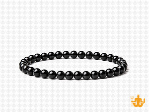 4mm Black Tourmaline Elastic Bracelet 7.5" natural [b3mm5]